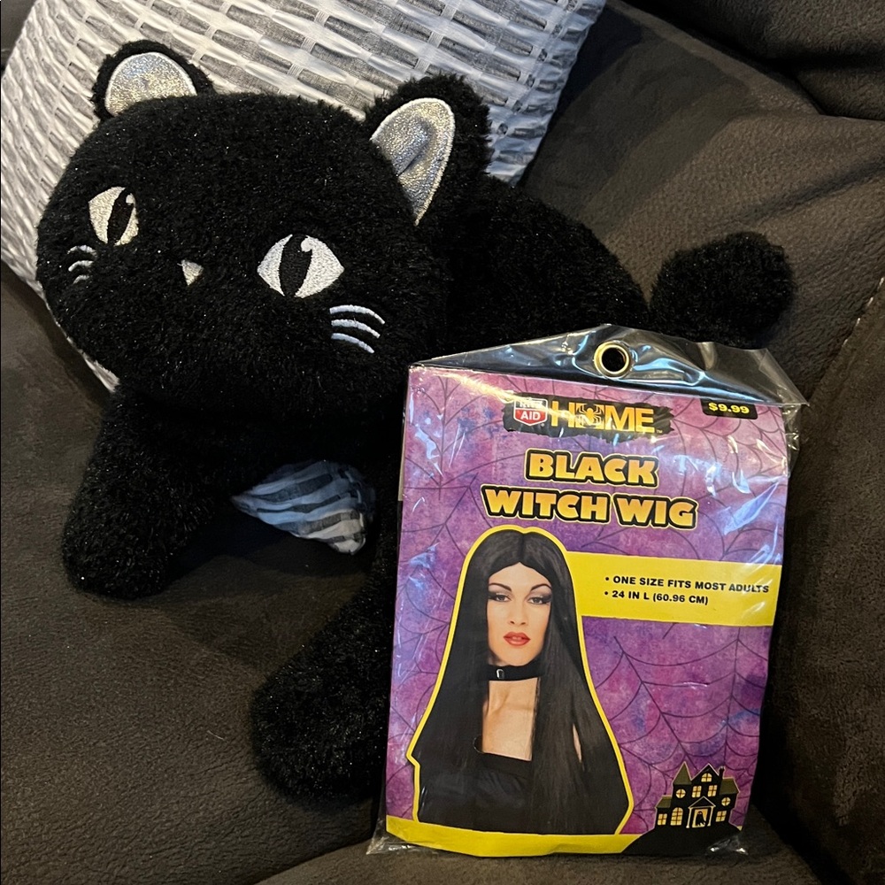 NWT RITE AID HOME Black Witch Wig - OS